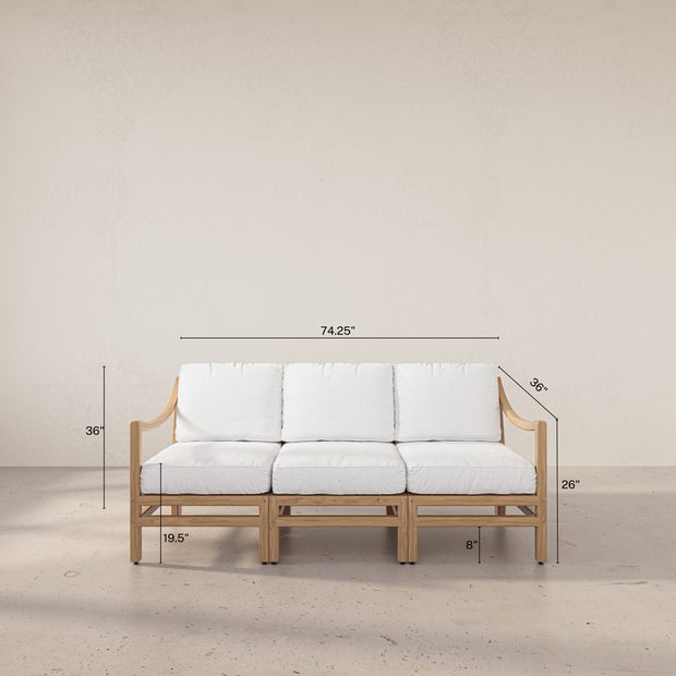 Ema White Oak 3 Piece Sofa